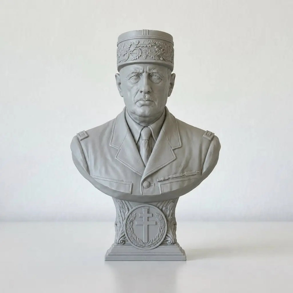 120mm WWII French General Charles De Gaulle, Resin Model Bust Kit, Unassembled and Unpainted