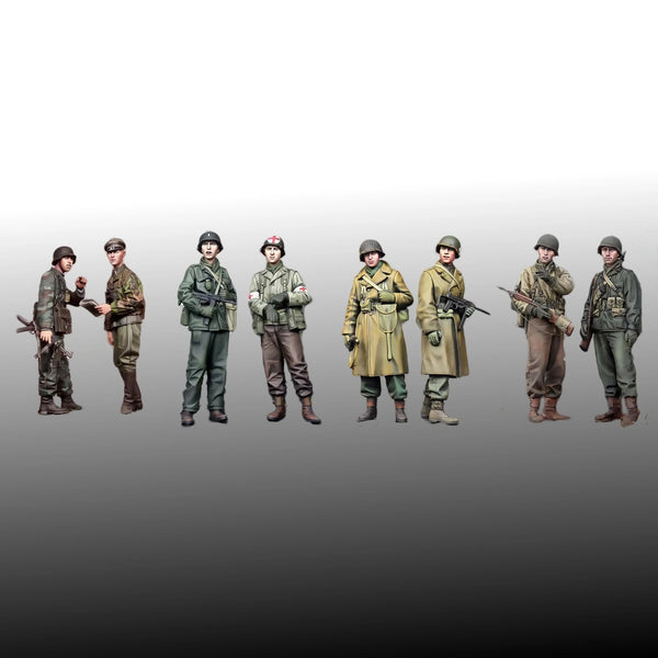 1/35 WWII German Infantry Mixed Uniforms, 8 Figures, Resin Model Figure Kit, Unassembled and Unpainted