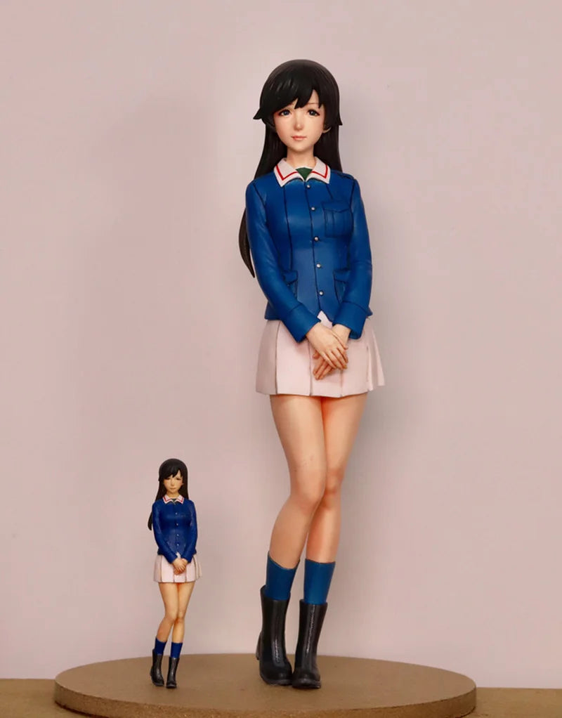 1/12 Long-Haired Anime Schoolgirl in Blue Sailor Uniform, Resin Model Figure Kit, Anime Theme, Unassembled and Unpainted