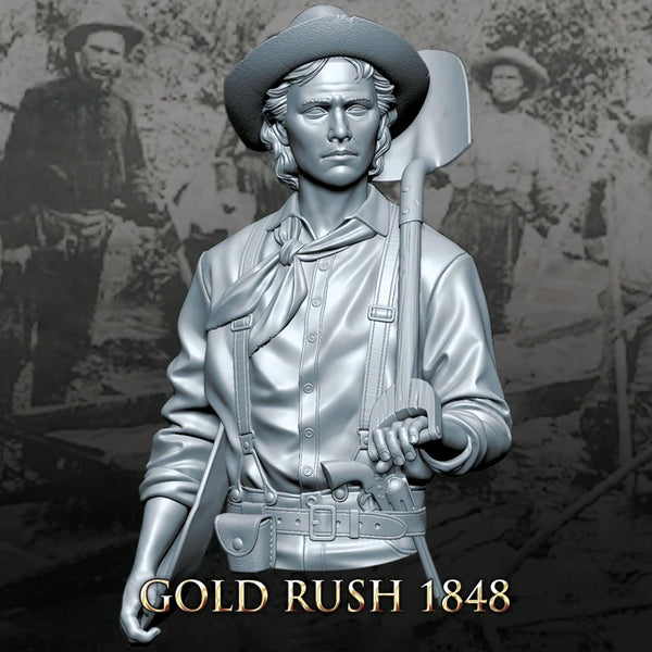 1/10 American Civil War Gold Rush Prospector, Resin Model Bust Kit, Unassembled and Unpainted