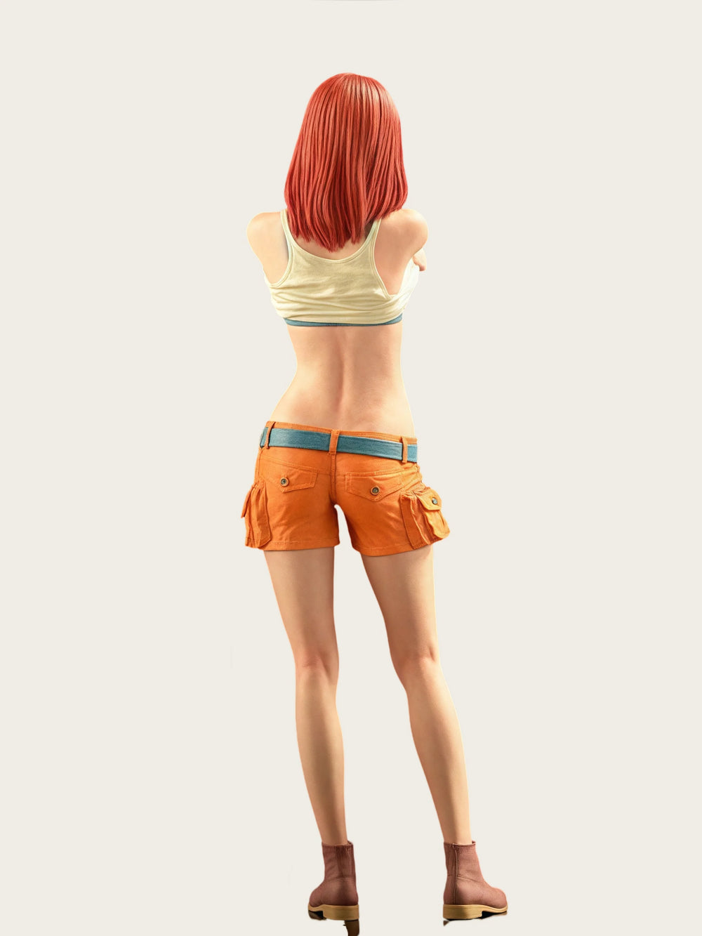 1/12 Red-Haired Anime Girl in Beach Outfit, Resin Model Figure Kit, Unassembled and Unpainted