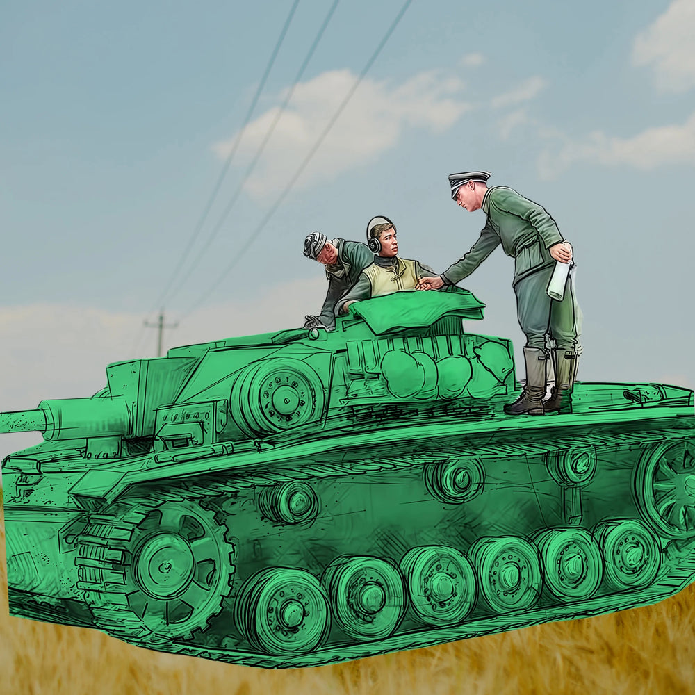 1/35 WWII Soviet Tank Officers Reviewing Battle Plans, 3 Figures, Resin Model Figure Kit, Unassembled and Unpainted