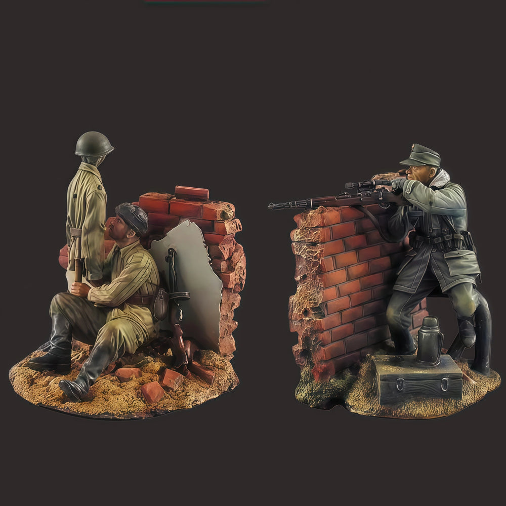 1/35 WWI Trench Defensive Position, 3 Figures, Resin Model Diorama Kit, Unassembled and Unpainted