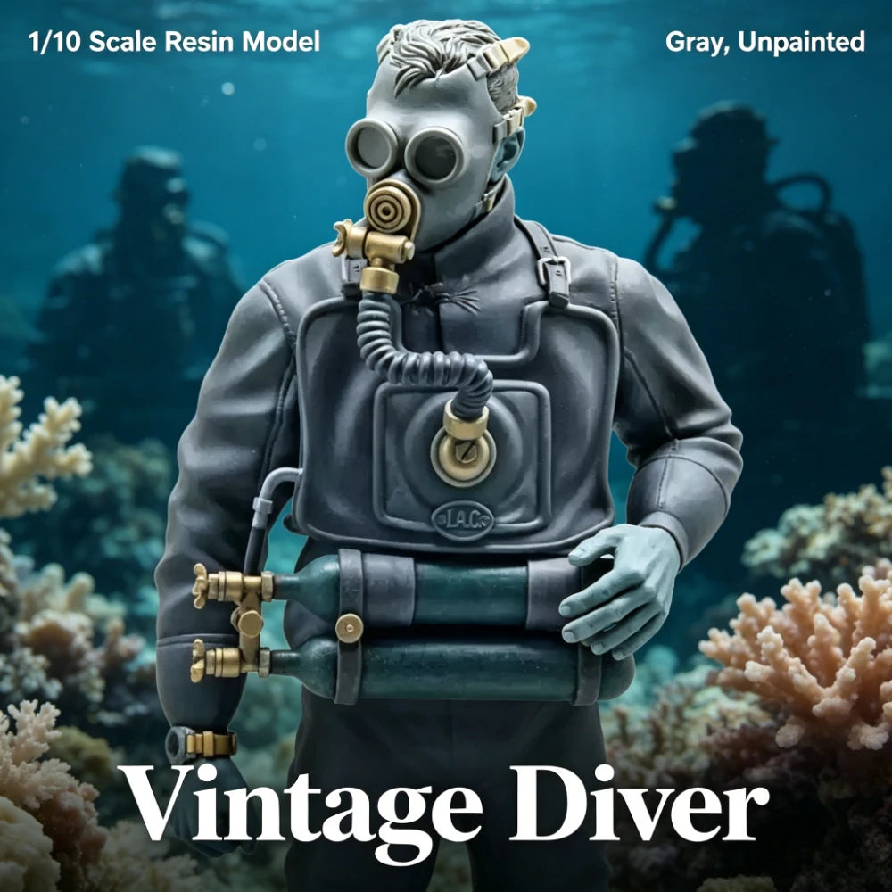 1/10 Vintage Deep-Sea Diver, Resin Model Bust Kit, Historical Theme, Unassembled and Unpainted