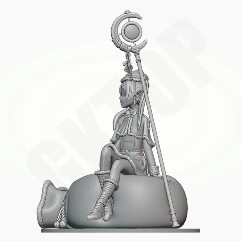 Sorceress Seated on Orb with Staff, Resin Model Figure Kit, Fantasy Theme, Unassembled and Unpainted