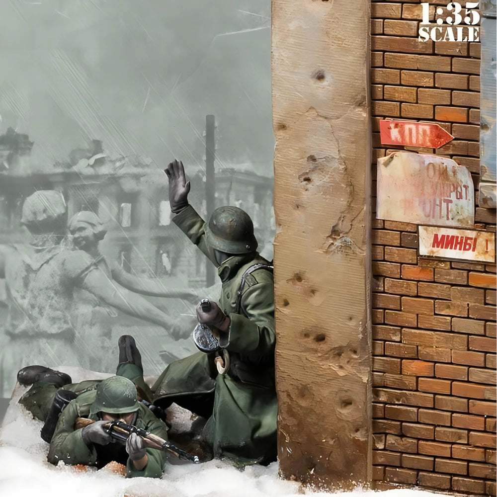 1/35 WWII German Infantry Urban Combat, 3 Figures, Resin Model Diorama Kit, Unassembled and Unpainted