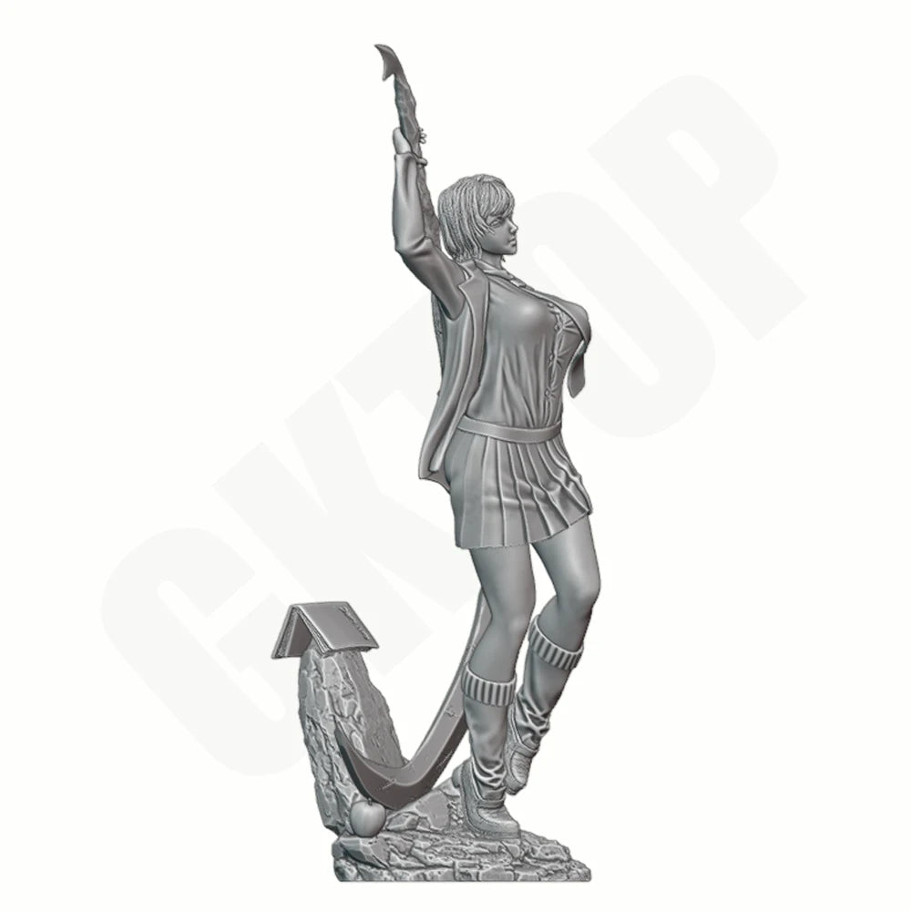 1/24 Warrior in School Uniform, Resin Model Figure Kit, Anime Theme, Unassembled and Unpainted