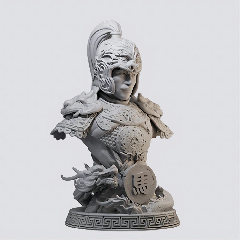 60mm Ornate Armored, Resin Model Bust Kit, Fantasy Theme, Unassembled and Unpainted
