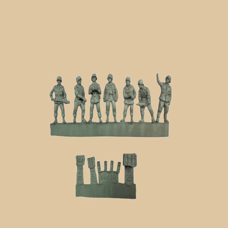 1/72 WWII Allied Soldiers with Fortifications, 6 Figures, Resin Model Figure Kit, Unassembled and Unpainted