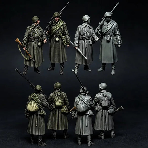 1/35 WWI Russian Infantry with Bayonets, 8 Figures, Resin Model Figure Kit, Unassembled and Unpainted
