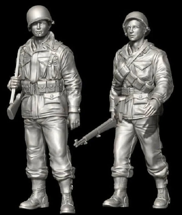 1/35 WWII US Army Soldier, 2 Figures, Resin Model Figure Kit, Unassembled and Unpainted