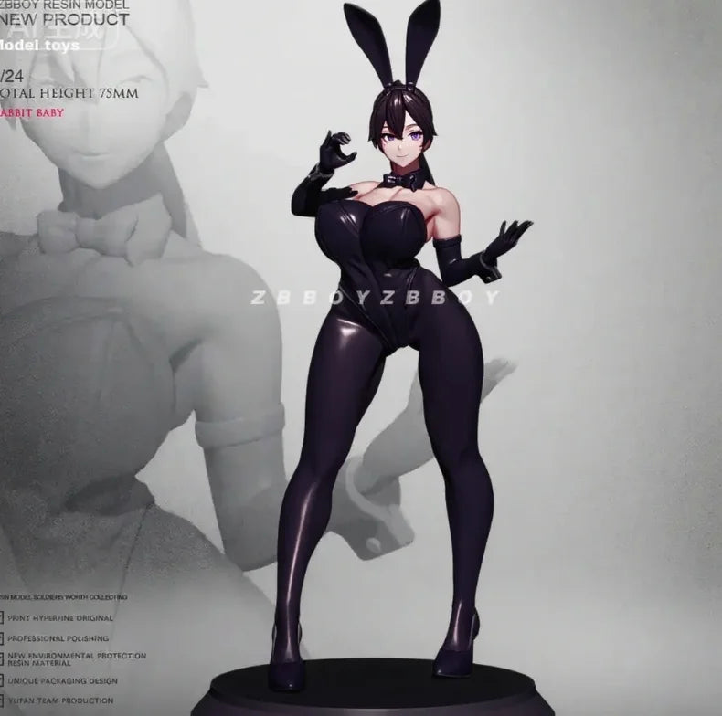 1/24 Rabbit-Eared Bunny Girl Standing, Resin Model Figure Kit, Unassembled and Unpainted