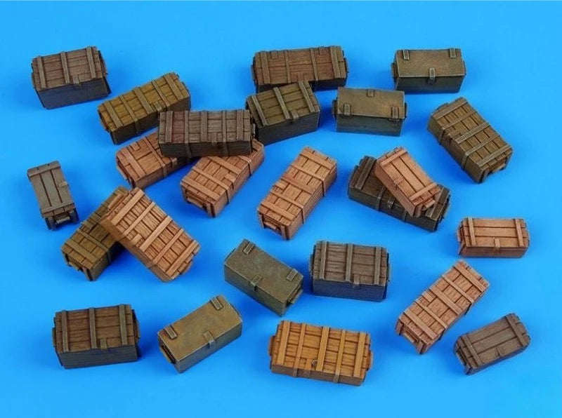 1/35 WWII Ammo Boxes & Fortifications, Resin Model Accessory Kit, Unpainted