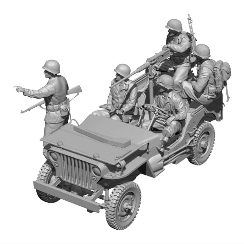 1/35 WWII US Infantry & Military Police, 5 Figures, Resin Model Figure Kit, Unassembled and Unpainted