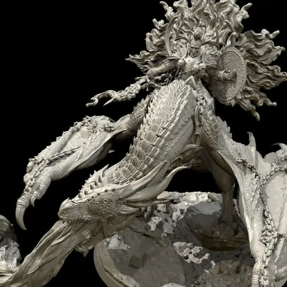 85mm Evil Fire Dragon, Resin Model Figure Kit, Fantasy Theme, Unassembled and Unpainted