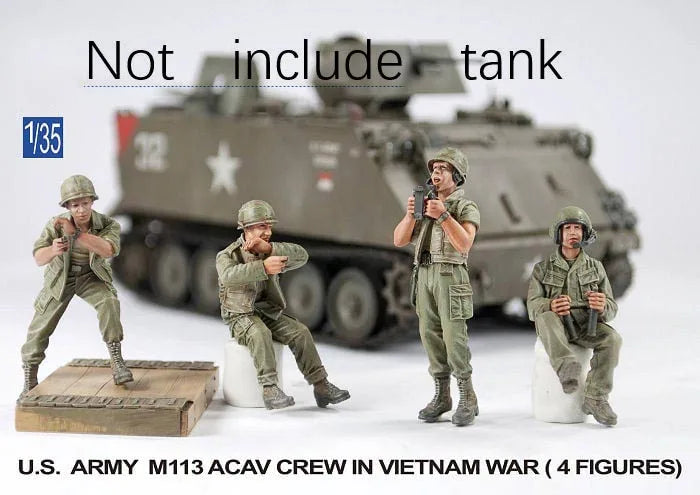 1/35 Vietnam War U.S. Army M113 ACAV Crew, 4 Figures, Resin Model Figure Kit, Unassembled and Unpainted