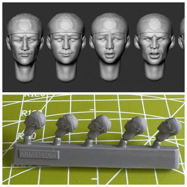 1/35 Modern Soldier Heads, 9 Figures, Resin Model Bust Kit, Unassembled and Unpainted