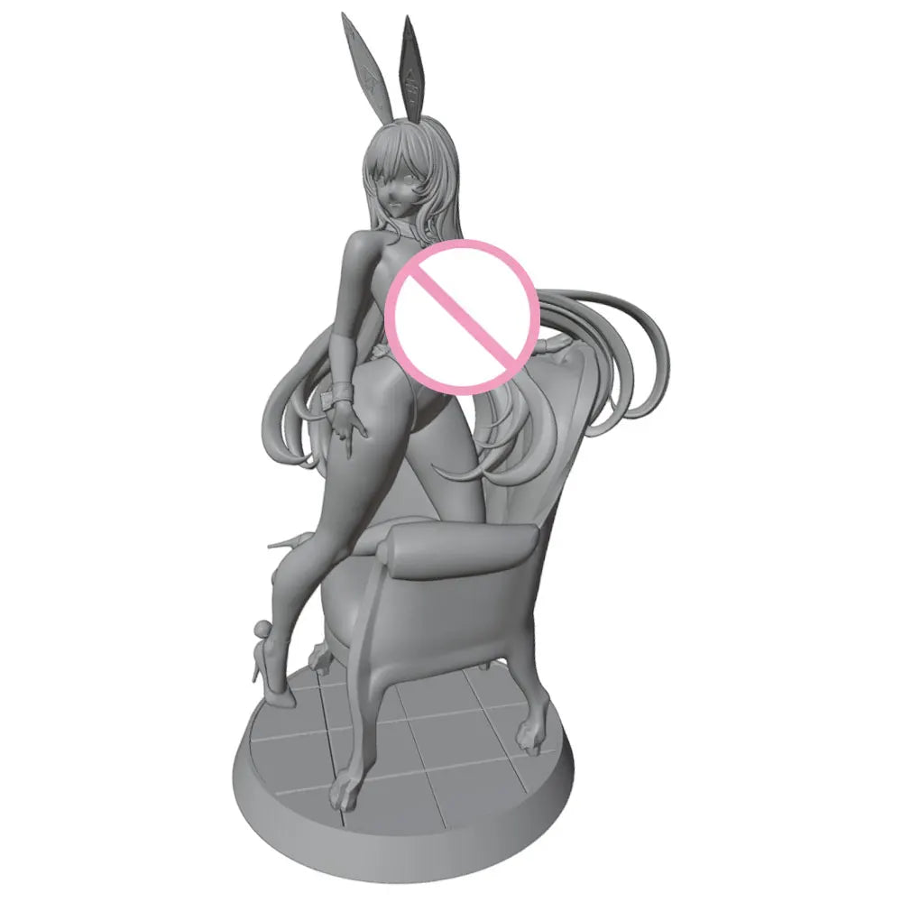 75mm Bunny Girl Reclining on Chair, Resin Model Figure Kit, Anime Theme, Unassembled and Unpainted