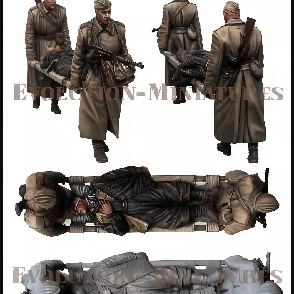 1/35 WWII Soviet Rescue Soldiers, 3 Figures, Resin Model Figure Kit, Unassembled and Unpainted