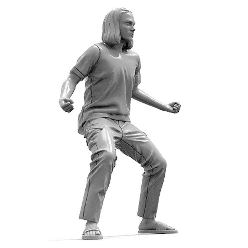 1/24 Long-Haired Anime Girl in Cargo Pants, Resin Model Figure Kit, Anime Theme, Unassembled and Unpainted