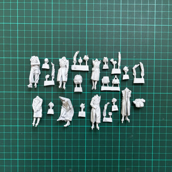 1/35 WWII German Infantry Squad with Prisoners, 7 Figures, Resin Model Figure Kit, Unassembled and Unpainted