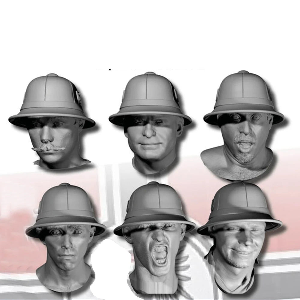 1/35 WWI British Soldier Heads, 6 Figures, Resin Model Figure Kit, Unassembled and Unpainted