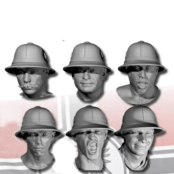 1/35 WWI British Soldier Heads, 6 Figures, Resin Model Figure Kit, Unassembled and Unpainted