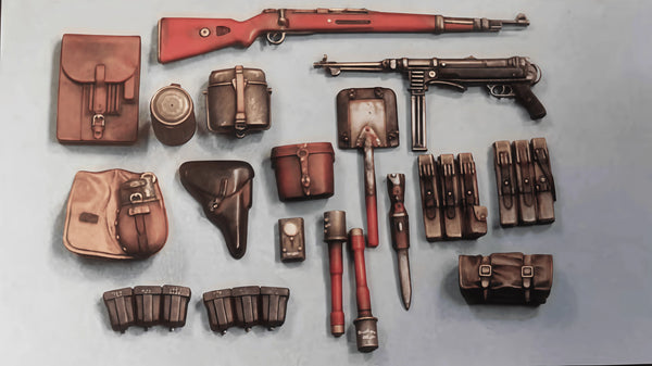 1/16 WWII Soldier Equipment Parts, Resin Model Figure Kit, Unassembled and Unpainted