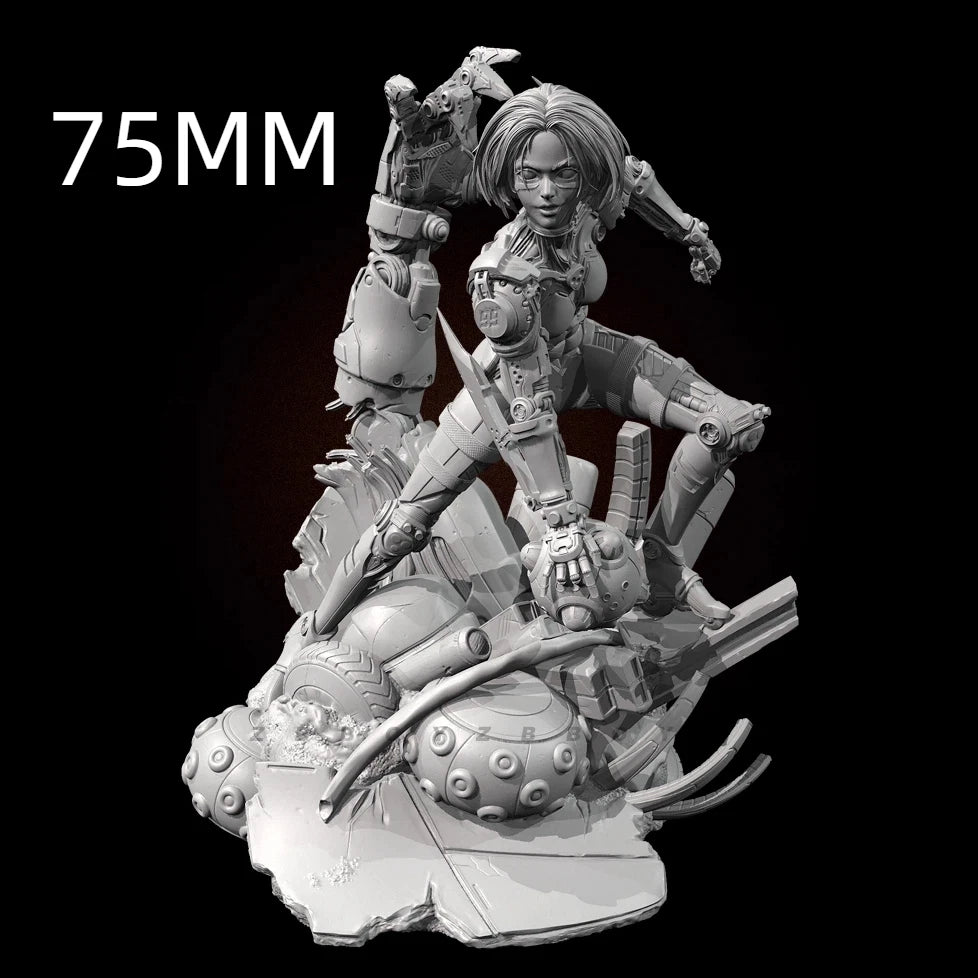 75mm Cyborg Girl, Resin Model Figure Kit, Sci-Fi Theme, Unassembled and Unpainted