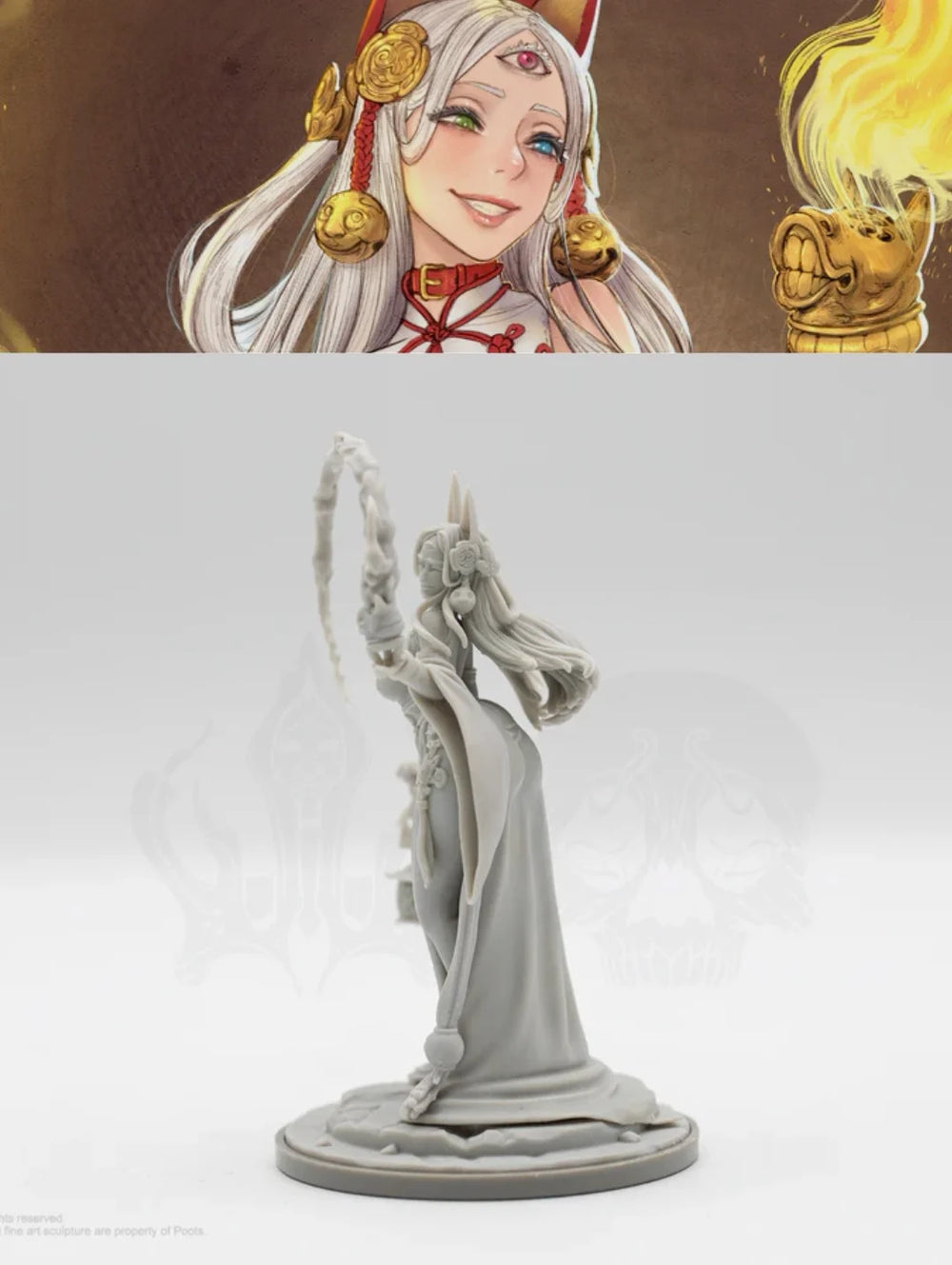 50mm Sorceress with Staff, Resin Model Figure Kit, Fantasy Theme, Unassembled and Unpainted