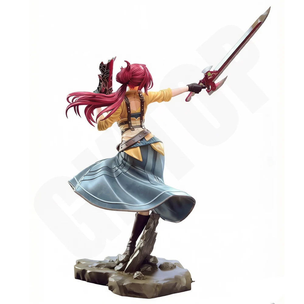 1/24 Magenta-Haired Warrior with Raised Sword, Resin Model Figure Kit, Fantasy Theme, Unassembled and Unpainted