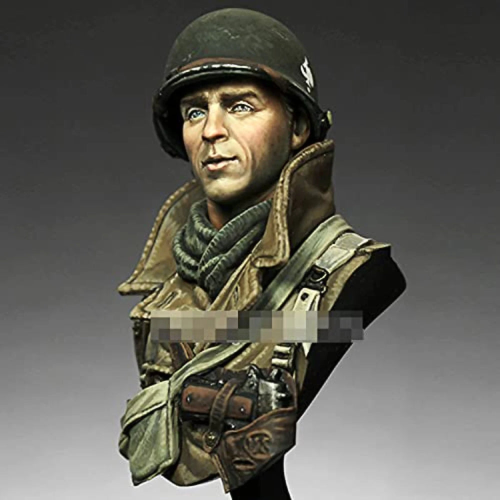 1/10 WWII US 101st Airborne Infantryman with Rifle, Resin Model Bust Kit, Unassembled and Unpainted