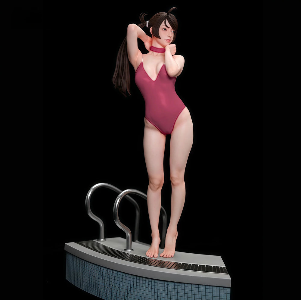 1/8 Pin-up Beauty By Pool, Resin Model Figure Kit, Unassembled and Unpainted