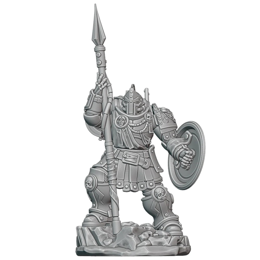 70mm Ornate Plate Knight with Halberd and Shield, Resin Model Figure Kit, Fantasy Theme, Unassembled and Unpainted