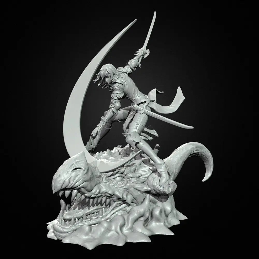 80mm Female Witch Swordsman, Resin Model Figure Kit, Fantasy Theme, Unassembled and Unpainted