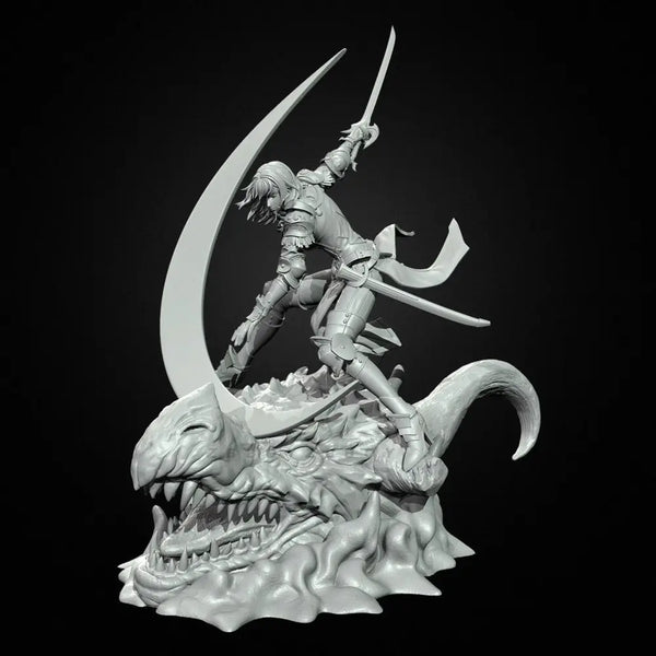 80mm Female Witch Swordsman, Resin Model Figure Kit, Fantasy Theme, Unassembled and Unpainted