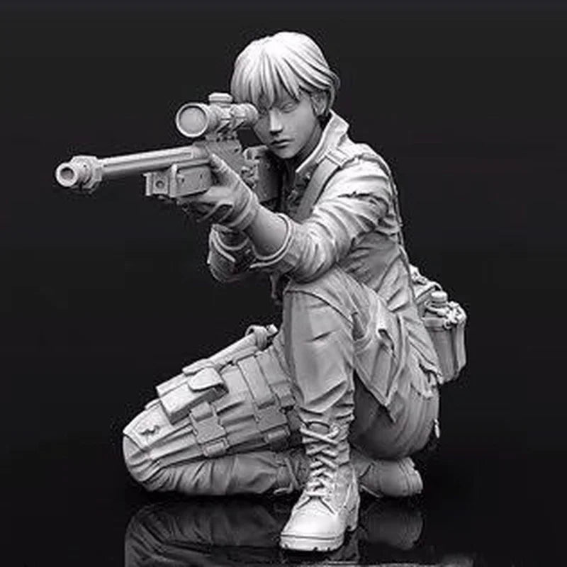 1/35 Modern Tactical Operator Aiming Scoped Rifle, Resin Model Figure Kit, Unassembled and Unpainted