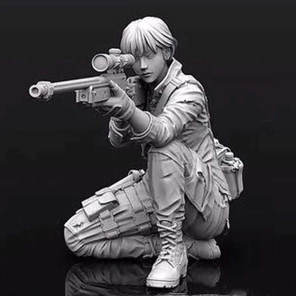 1/35 Modern Tactical Operator Aiming Scoped Rifle, Resin Model Figure Kit, Unassembled and Unpainted