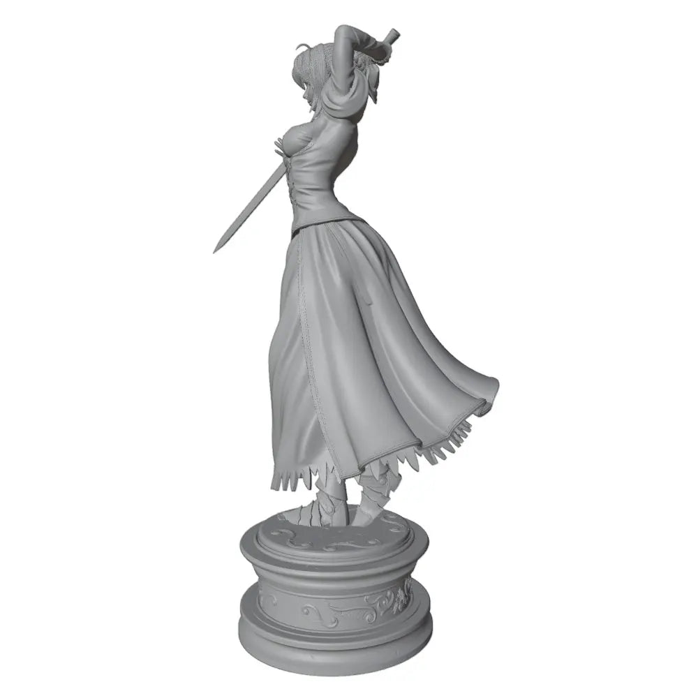1/24 Blonde Elf in Formal Gown with Sword, Resin Model Figure Kit, Anime Theme, Unassembled and Unpainted