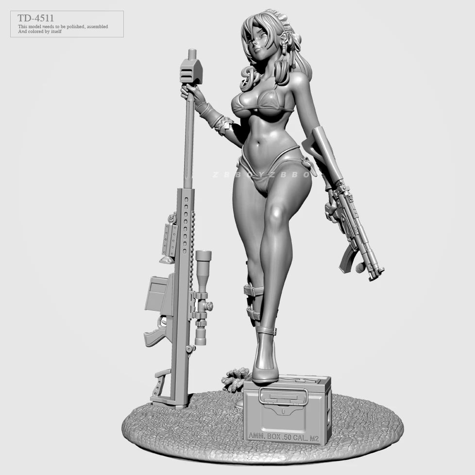 50mm Sci-Fi Female Soldier, Resin Model Figure Kit, Unassembled and Unpainted