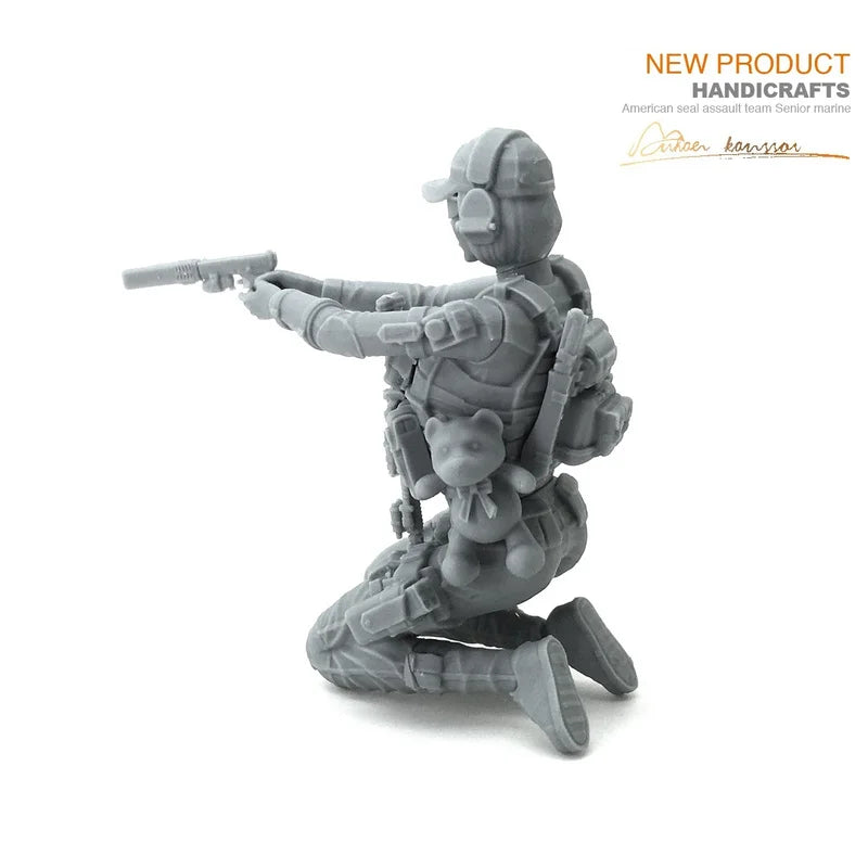 75mm Modern Tactical Operator Kneeling with Rifle, Resin Model Figure Kit, Unassembled and Unpainted