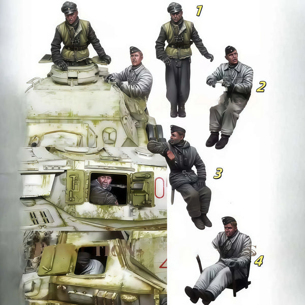 1/35 WWII Soviet T-34 Tank Crew in Winter Uniforms, 4 Figures, Resin Model Figure Kit, Unassembled and Unpainted