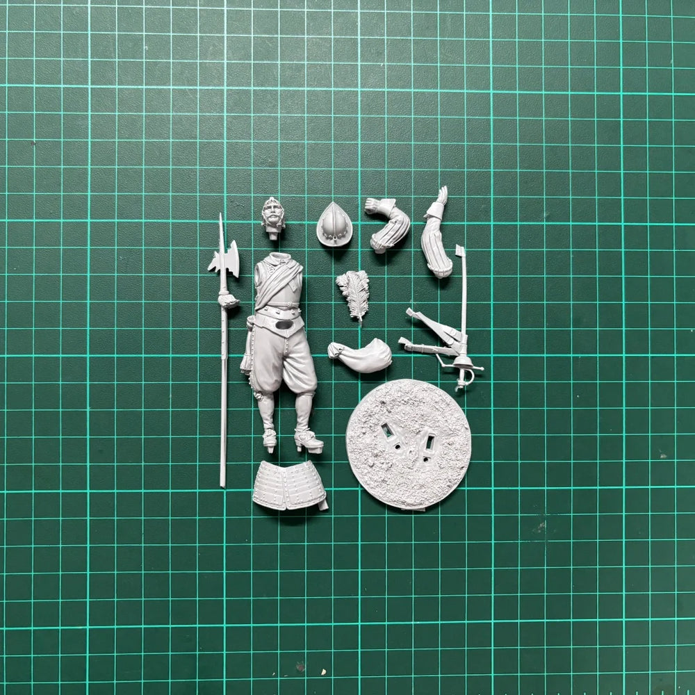 75mm Medieval Renaissance Landsknecht Sergeant, Resin Model Figure Kit, Unassembled and Unpainted