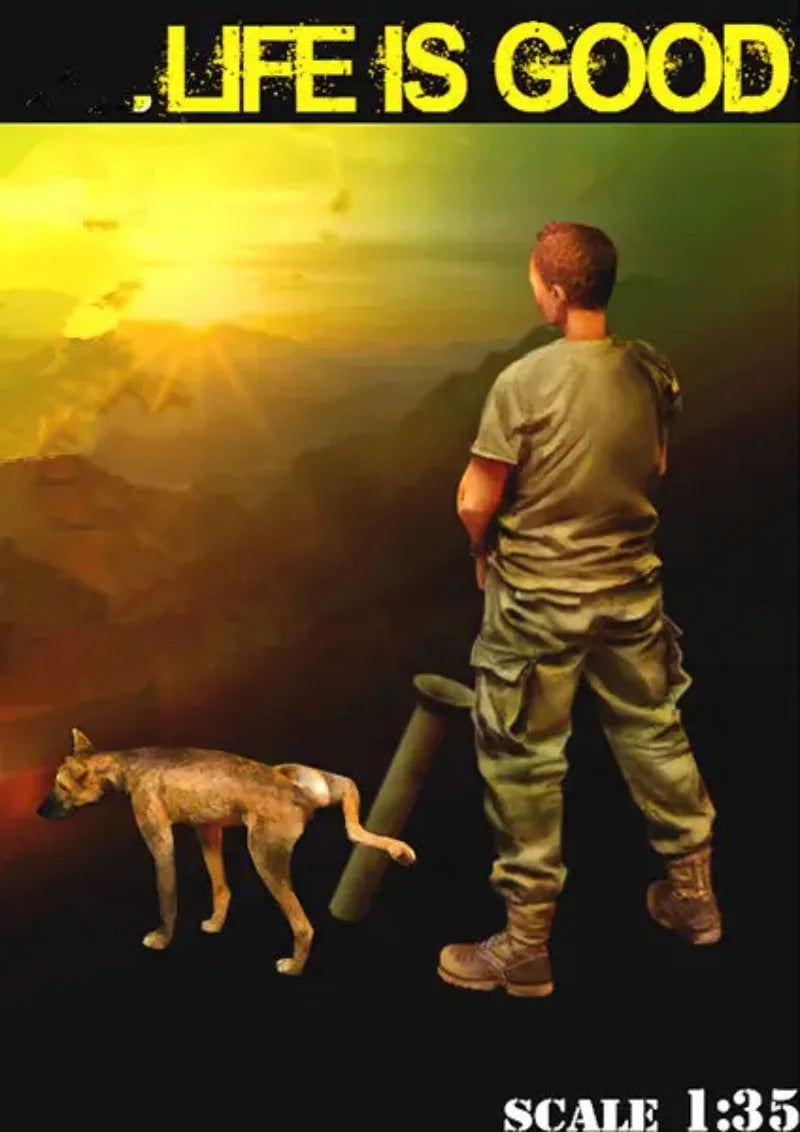 1/35 Modern Soldier with Dog, 2 Figures, Resin Model Figure Kit, Unassembled and Unpainted