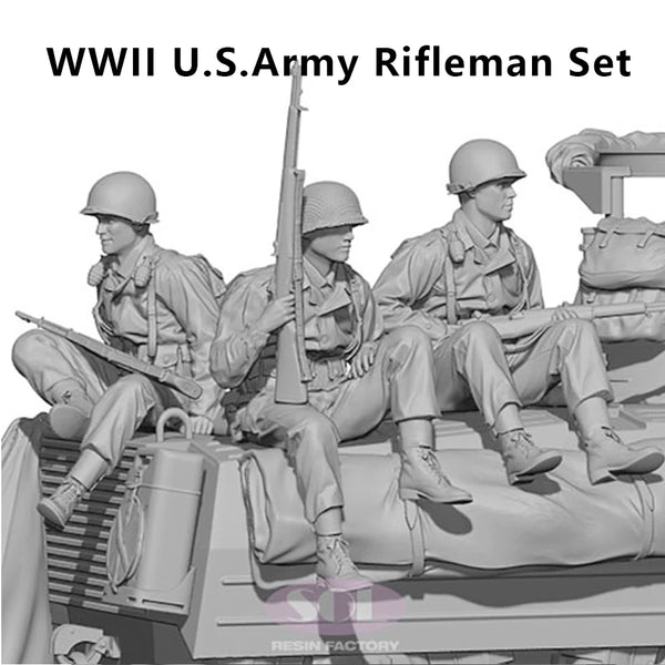 1/35 WWII US Army Riflemen Squad, 4 Figures, Resin Model Figure Kit, Unassembled and Unpainted