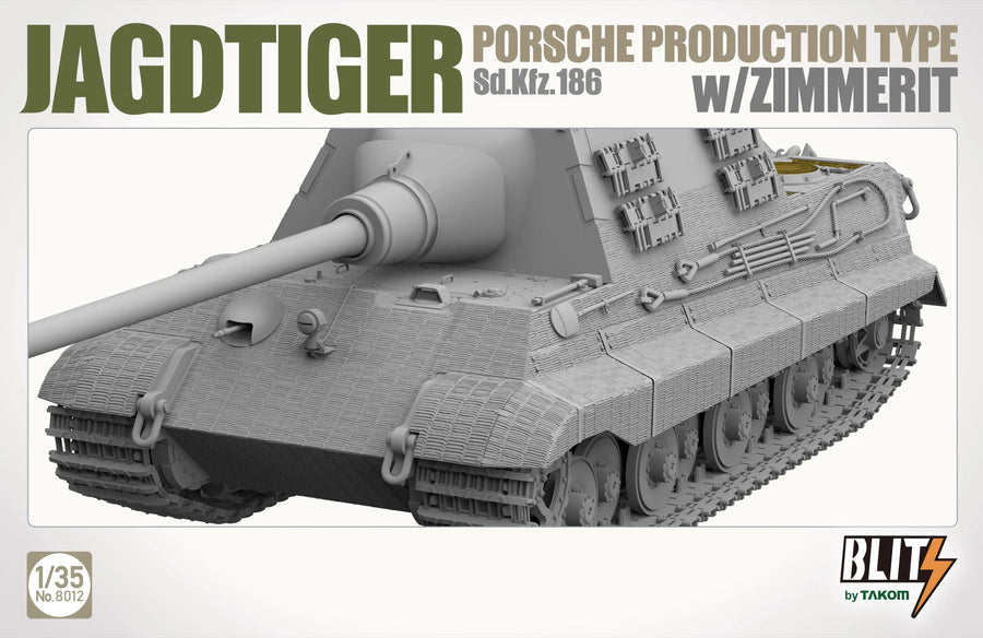 TAKOM 8012 1/35 Jagdtiger Sd.Kfz. 186 Porsche Production Type W/Zimmerit Scale Model Kit