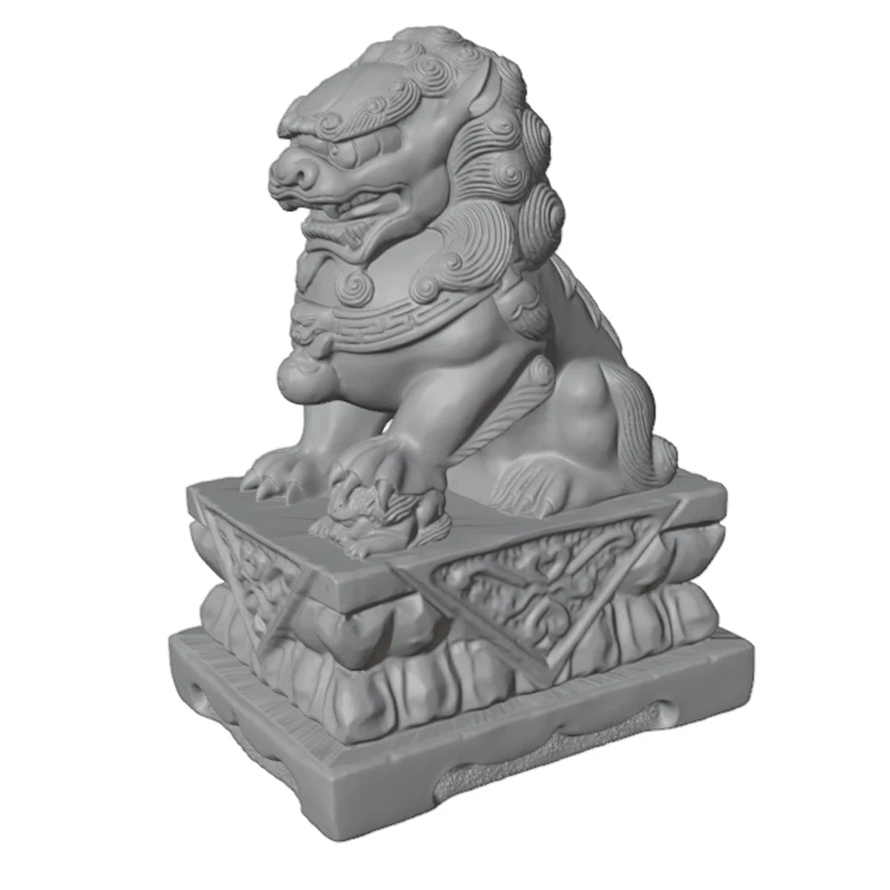 45mm Asian Guardian Lions (Foo Dogs), 5 Figures, Resin Model Figure Kit, Wildlife Theme, Unassembled and Unpainted