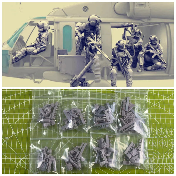 1/35 Modern US Special Forces Paratroopers, 7 Figures, Resin Model Figure Kit, Unassembled and Unpainted