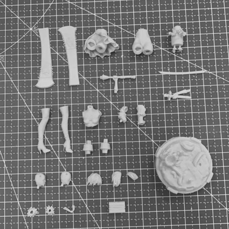 1/24 Female Warrior with Dual Axes, Resin Model Figure Kit, Fantasy Theme, Unassembled and Unpainted