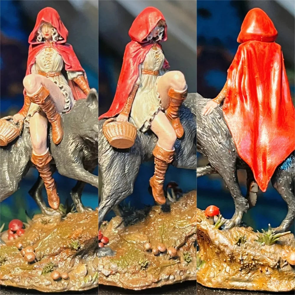 75mm Red-Haired Warrior on Beast, Resin Model Figure Kit, Fantasy Theme, Unassembled and Unpainted